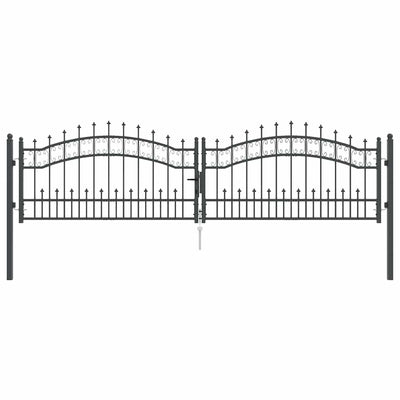 Puerta de valla VidaXL con lanza en la parte superior con cerradura acero gris 305 x 75 cm