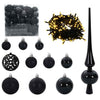 VidaXL set bolas navideñas con 300 LED 120 pzs plástico negro