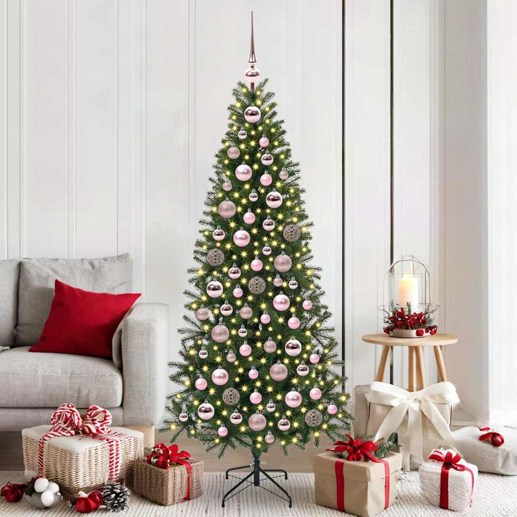 VidaXL set de bolas de Navidad con 300 LED 120 piezas plástico rosa