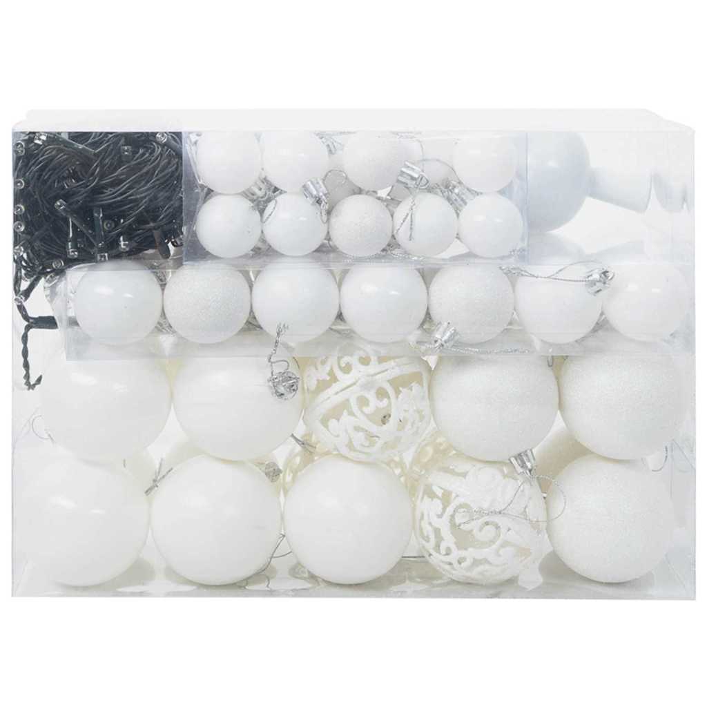 Vidaxl kerstbal set met 150 led 61 pcs wit kunststof