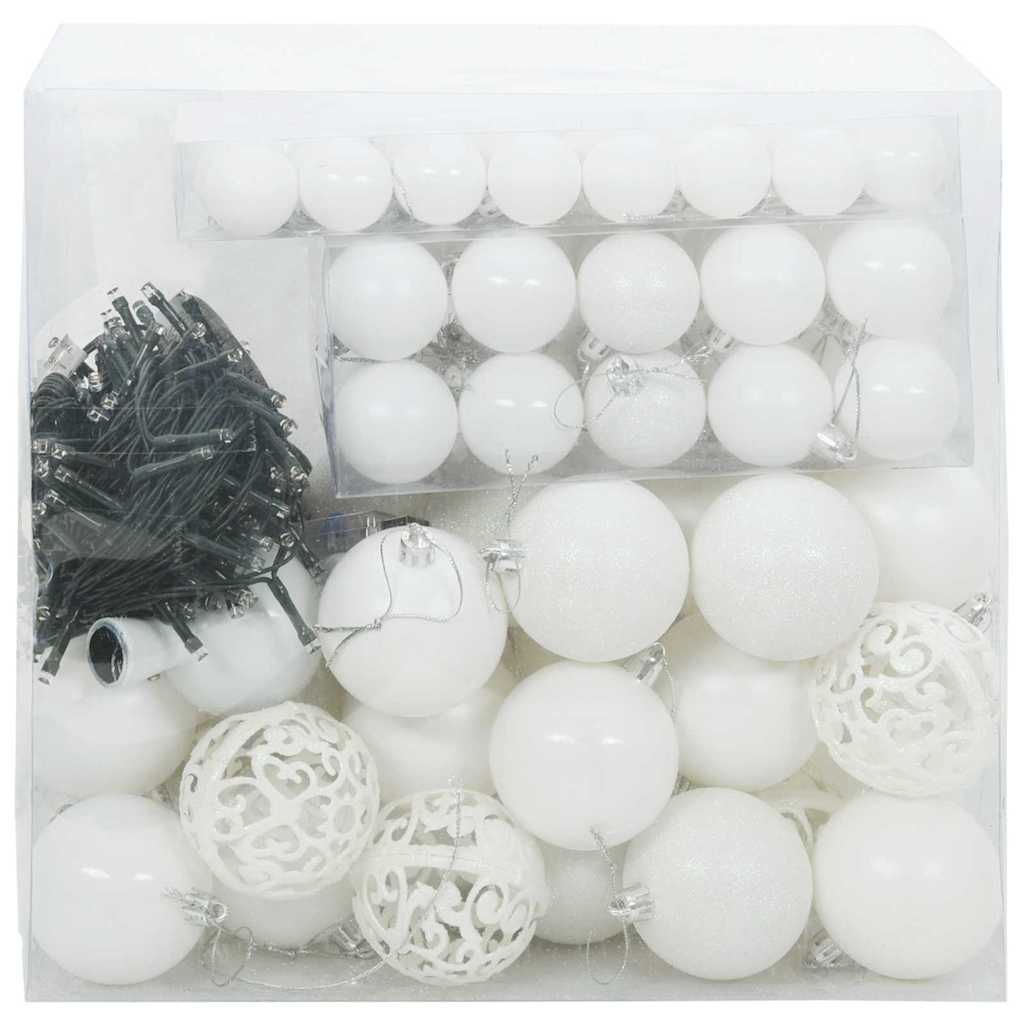 Vidaxl kerstbal set met 300 led 120 pcs wit kunststof