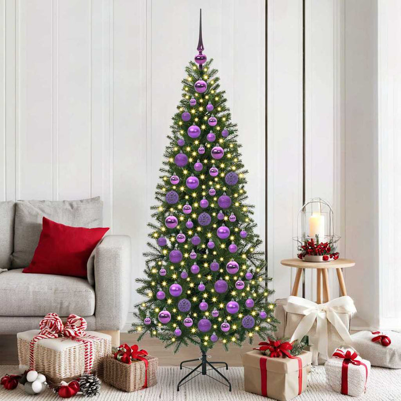 VidaXL set de bolas de Navidad con 300 LED 120 piezas plástico lila