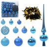 VidaXL set bolas navideñas con 300 LED 120 pzs plástico azul