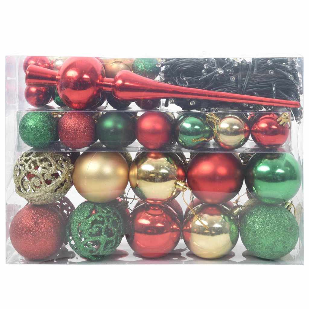 Vidaxl kerstbal set met 150 led 61 pcs multikleur kunststof