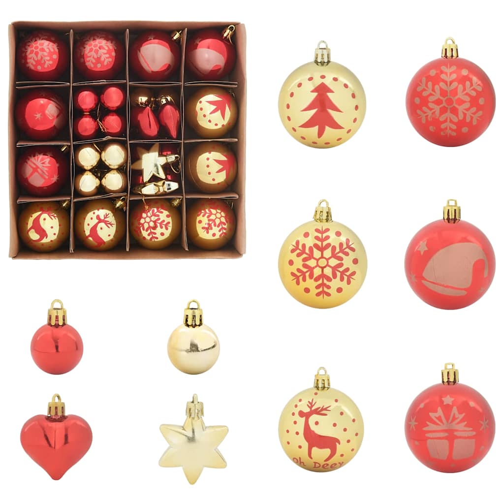 Vidaxl kerstbal set 40 pcs goud en rood kunststof