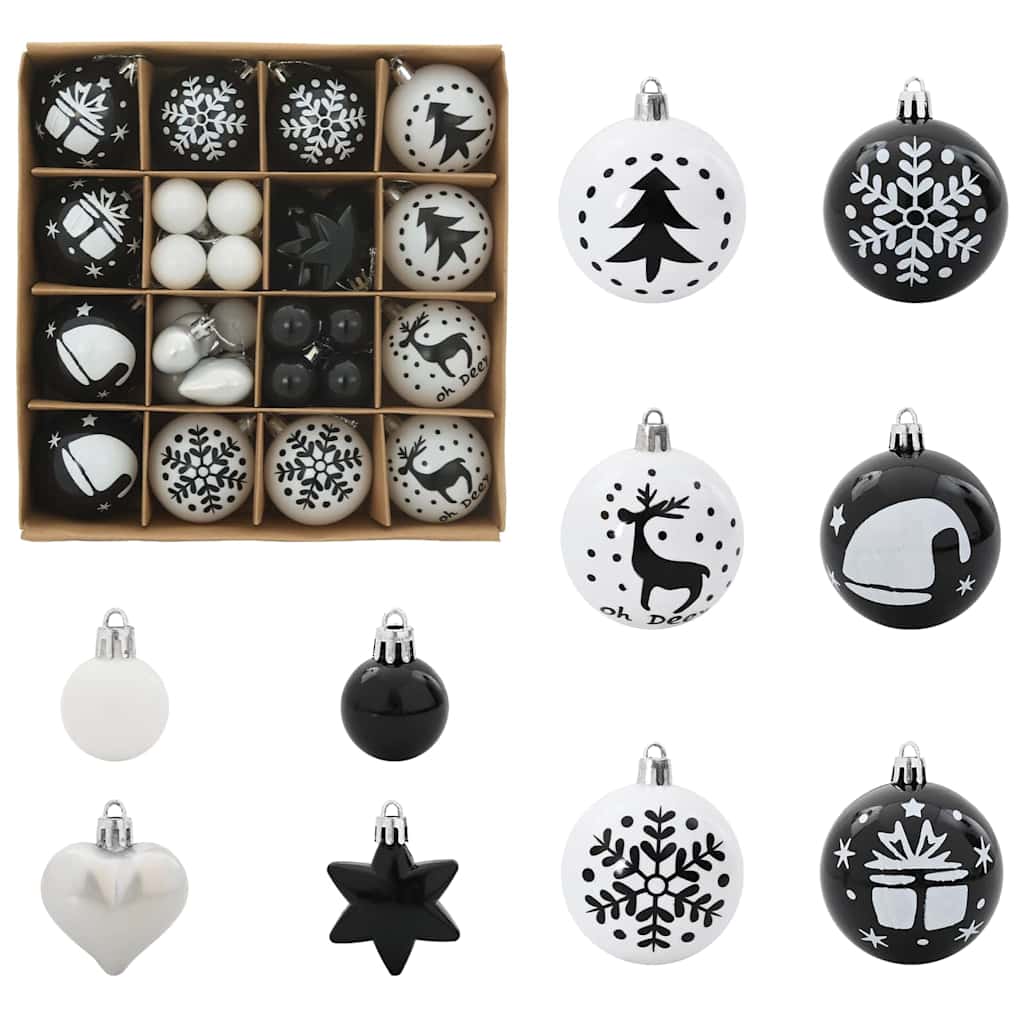Vidaxl kerstbal set 40 pcs zwart en wit kunststof