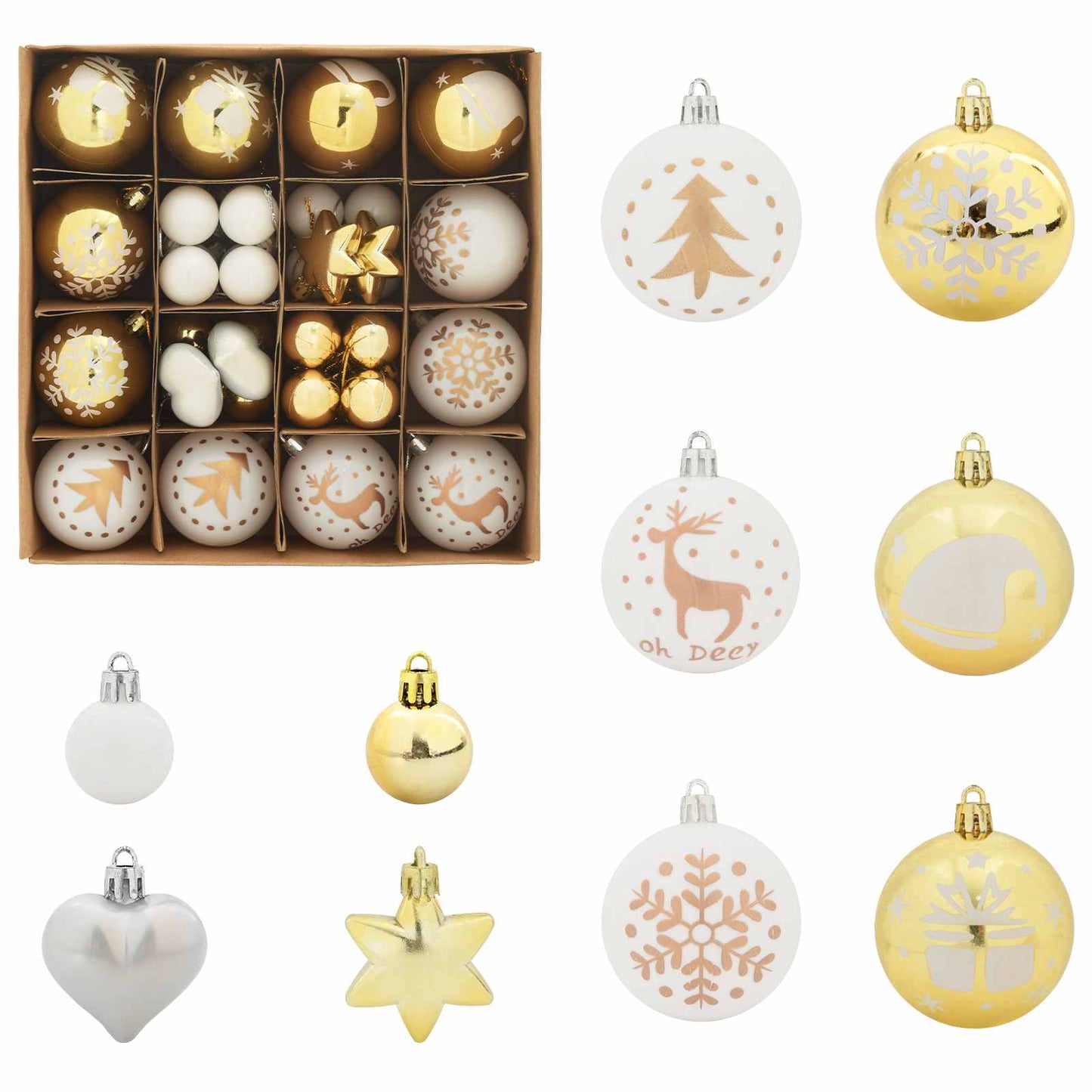 Vidaxl kerstbal set 40 pcs wit en goud kunststof