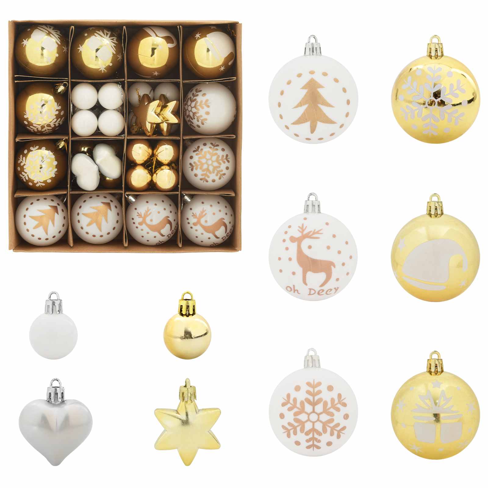 Vidaxl kerstbal set 40 pcs wit en goud kunststof