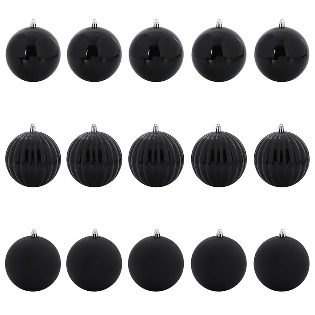 Vidaxl set palline di Natale xl 15 pezzi in plastica nera
