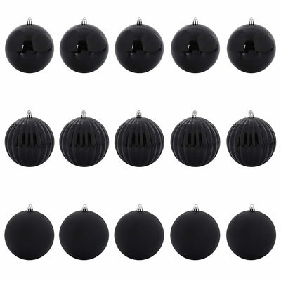 Vidaxl set palline di Natale xl 15 pezzi in plastica nera
