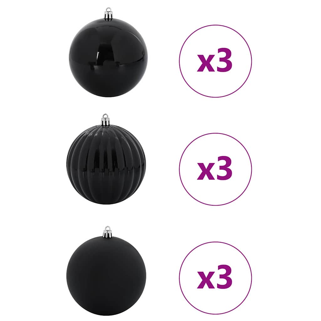 Vidaxl kerstbal set xl 9 pcs zwart kunststof