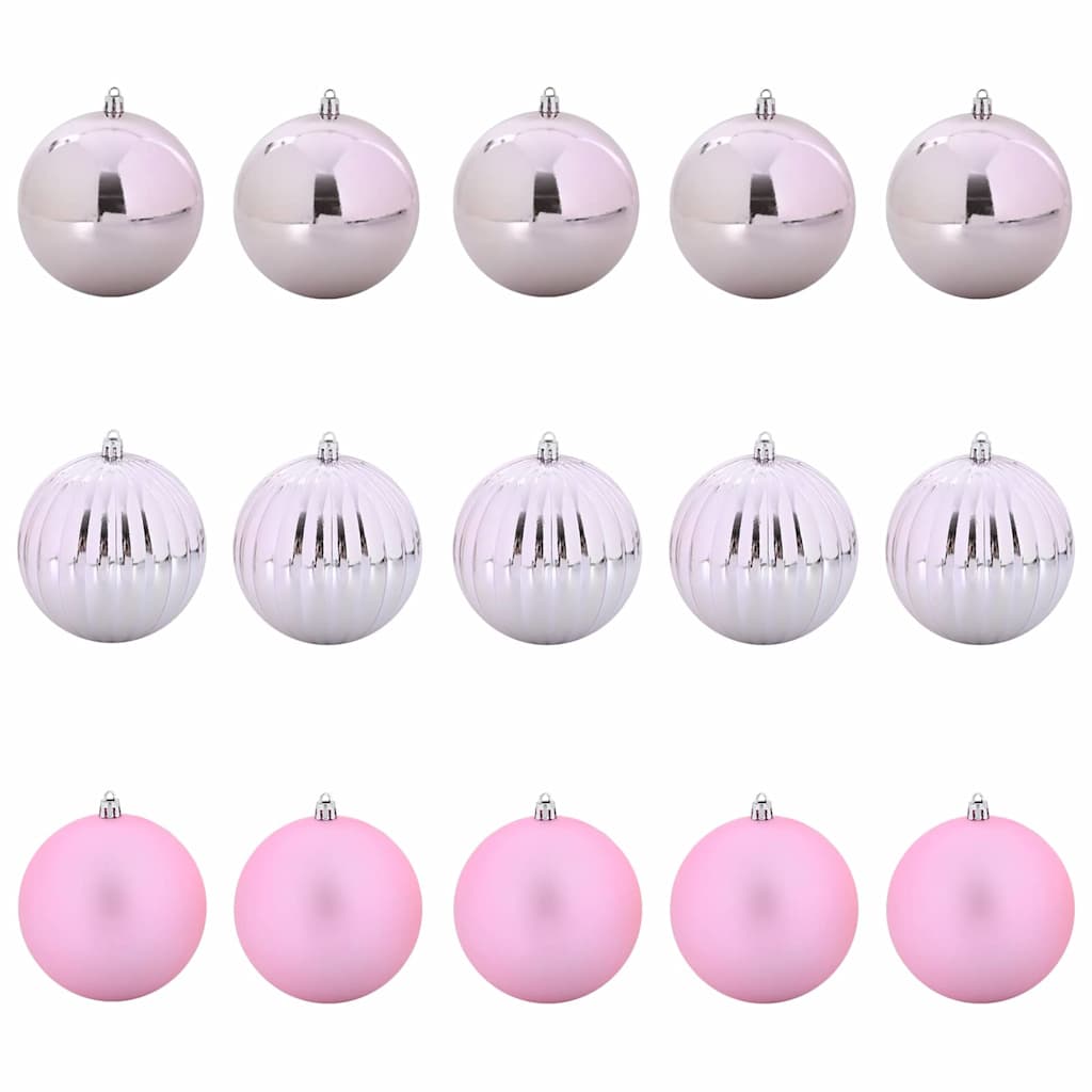 Vidaxl kerstbalset xl 15 pcs roze kunststof