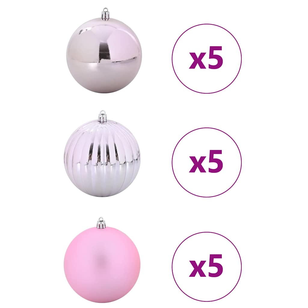 Vidaxl kerstbalset xl 15 pcs roze kunststof