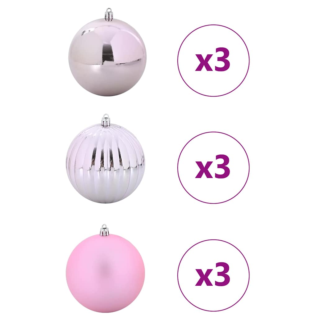 Vidaxl kerstbal set xl 9 pcs roze kunststof