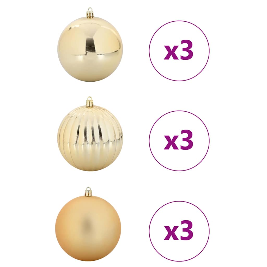 Vidaxl kerstbal set xl 9 pcs goud kunststof