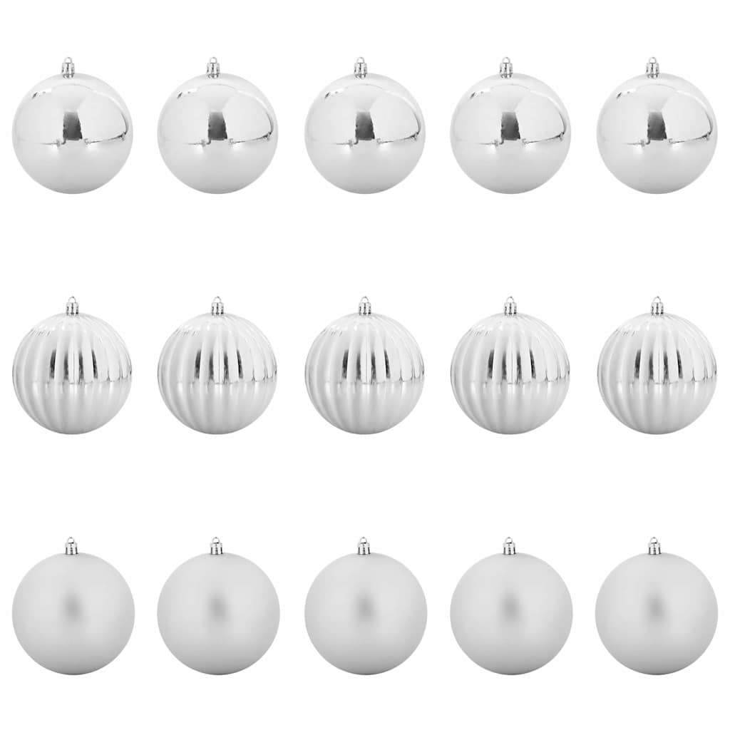 Vidaxl kerstbalset xl 15 pcs zilver kunststof