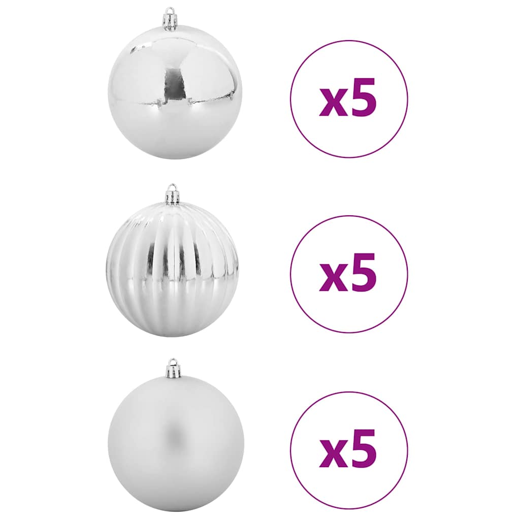Vidaxl kerstbalset xl 15 pcs zilver kunststof