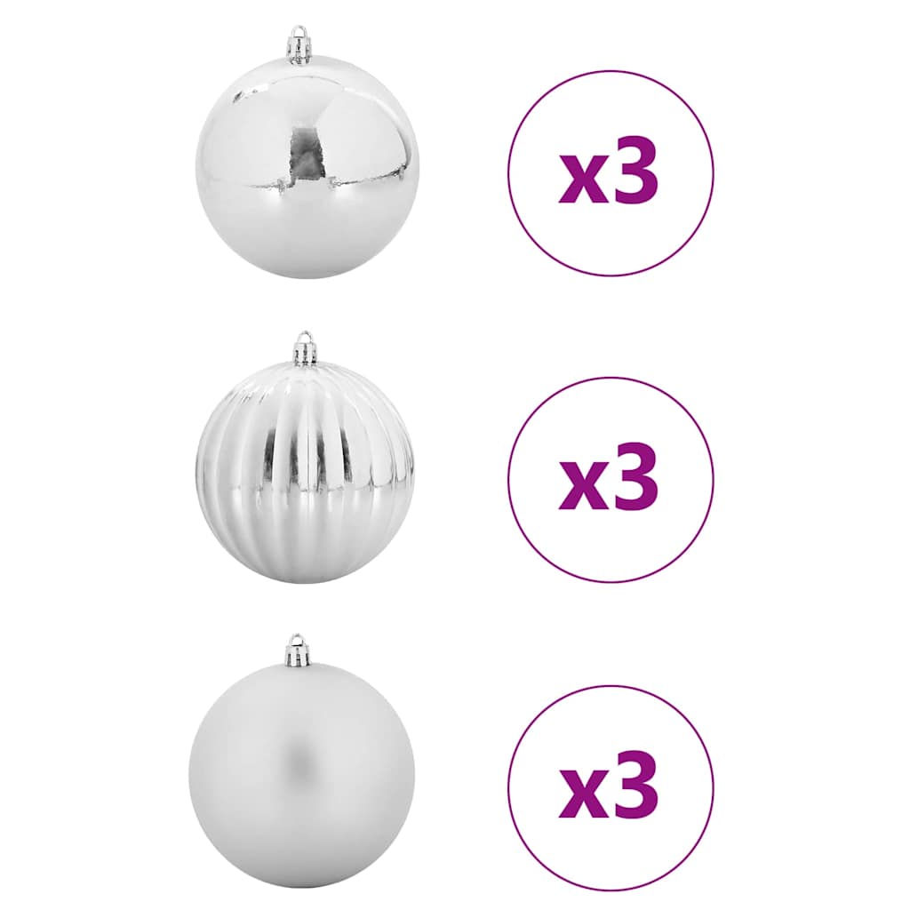 Vidaxl kerstbal set xl 9 pcs zilver kunststof