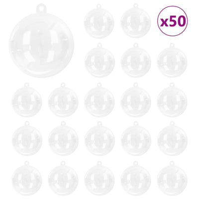 VidaXL juego de bolas de Navidad 50 piezas transparente ø 5 cm