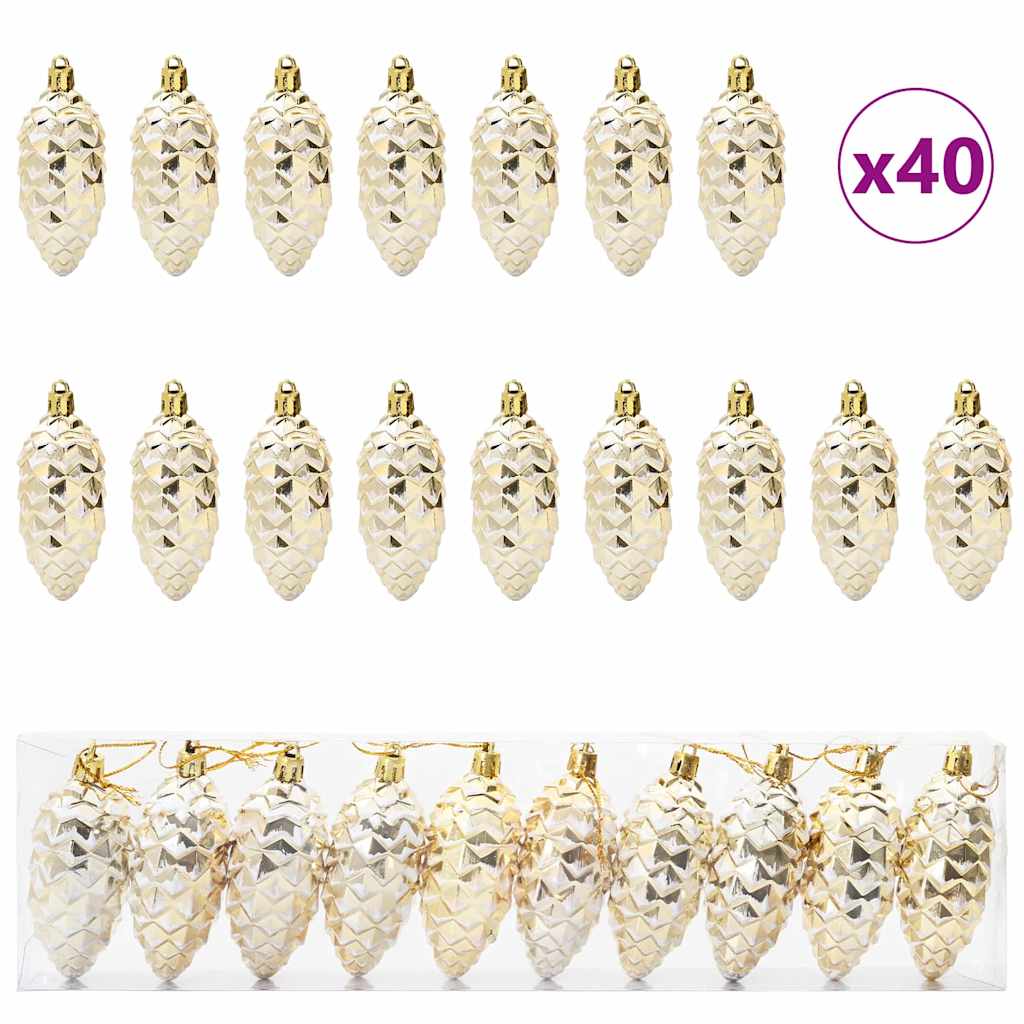 Vidaxl kerstdennenappeltje 40 pcs goud kunststof