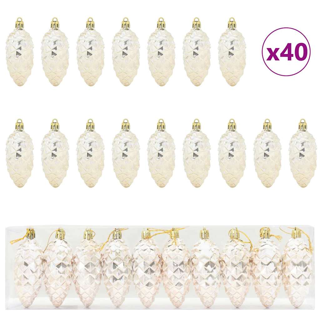 Vidaxl kerstdennenappeltje 40 pcs champagne kunststof