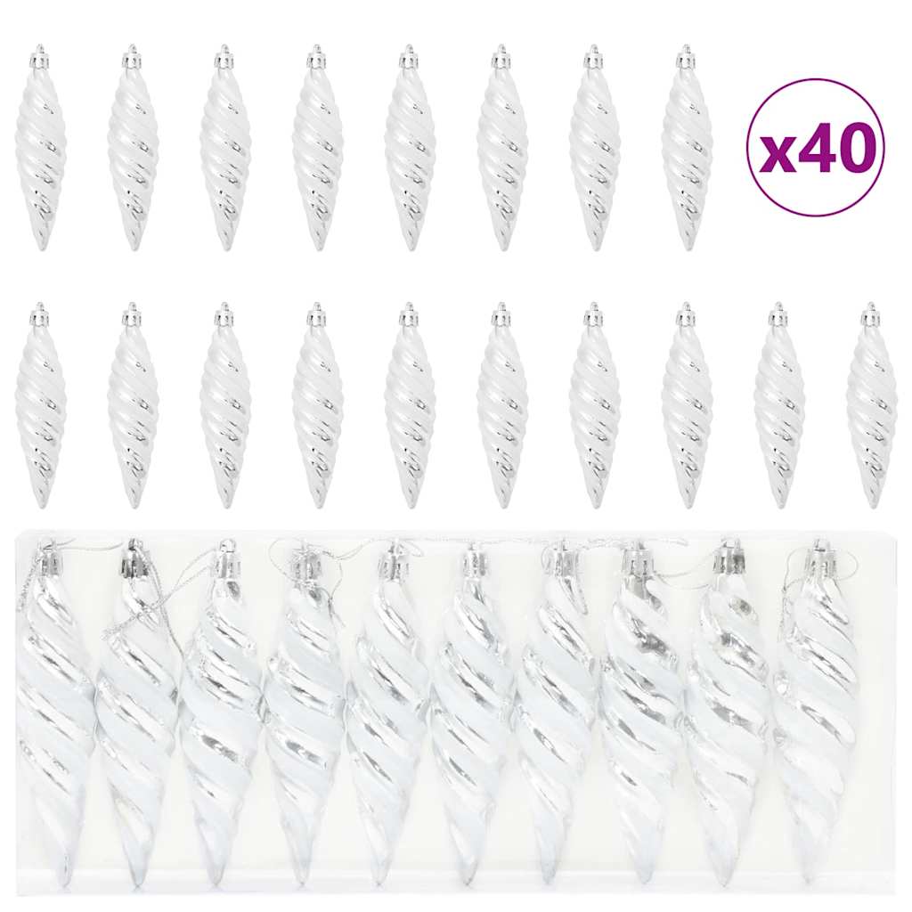 Vidaxl kerst spiralvorm bal 40 pcs zilver kunststof