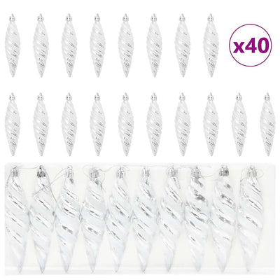 VidaXL bola navideña espiral 40uds plástico plateado