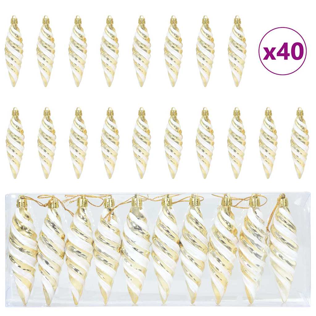 Vidaxl kerst spiralvorm bal 40 pcs goud kunststof
