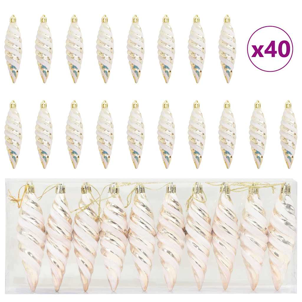 Vidaxl kerst spiralvorm bal 40 pcs champagne kunststof