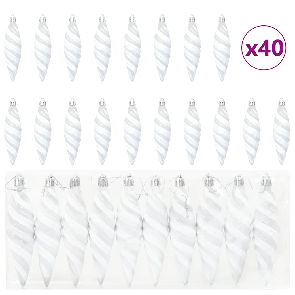 Vidaxl kerst spiralvorm bal 40 pcs wit kunststof