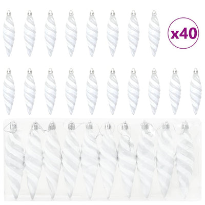 VidaXL bola navideña espiral 40uds plástico blanco