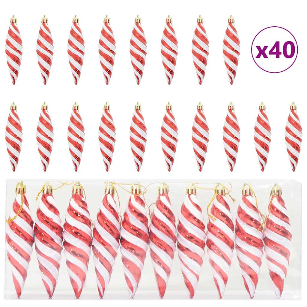 Vidaxl kerst spiralvorm bal 40 pcs rood kunststof