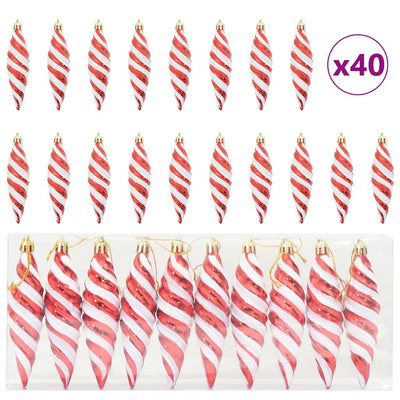 VidaXL Palline natalizie a spirale 40 pz in plastica rossa