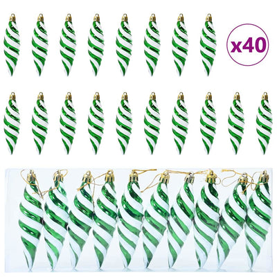 VidaXL bola navideña espiral 40uds plástico verde