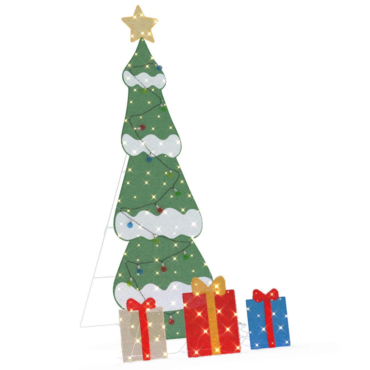 Vidaxl verlichte kerstboom met 3 cadeau dozen 2d warm wit 150 cm