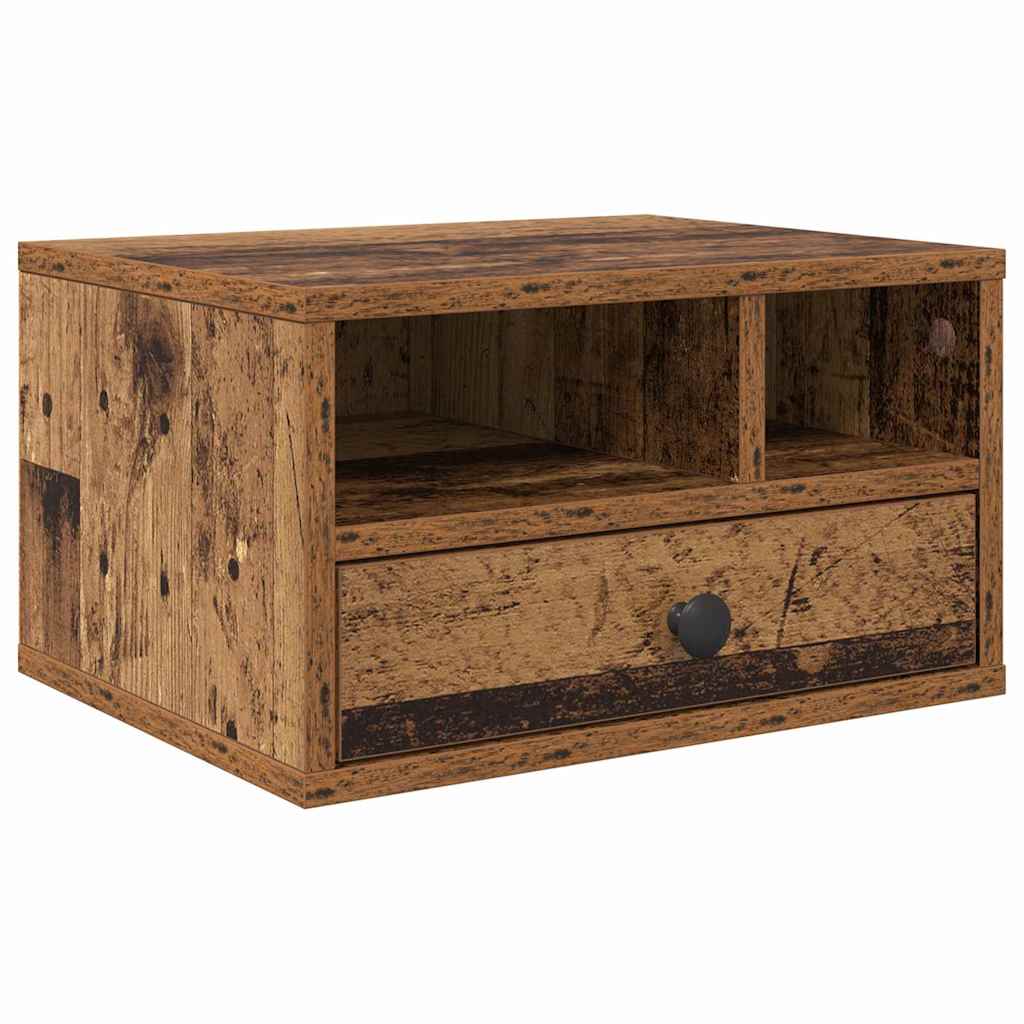 Vidaxl printerstand met lade oud hout 40 x 32 x 24 cm bewerkt hout