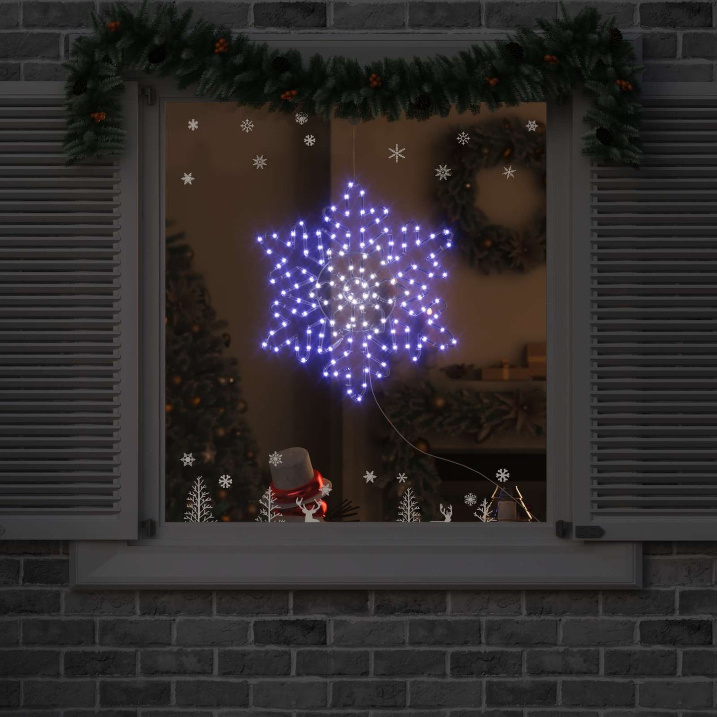 Vidaxl kerstsneeuwvlok met 156 led blauw 55,5 x 55,5 x 0,75cm pvc