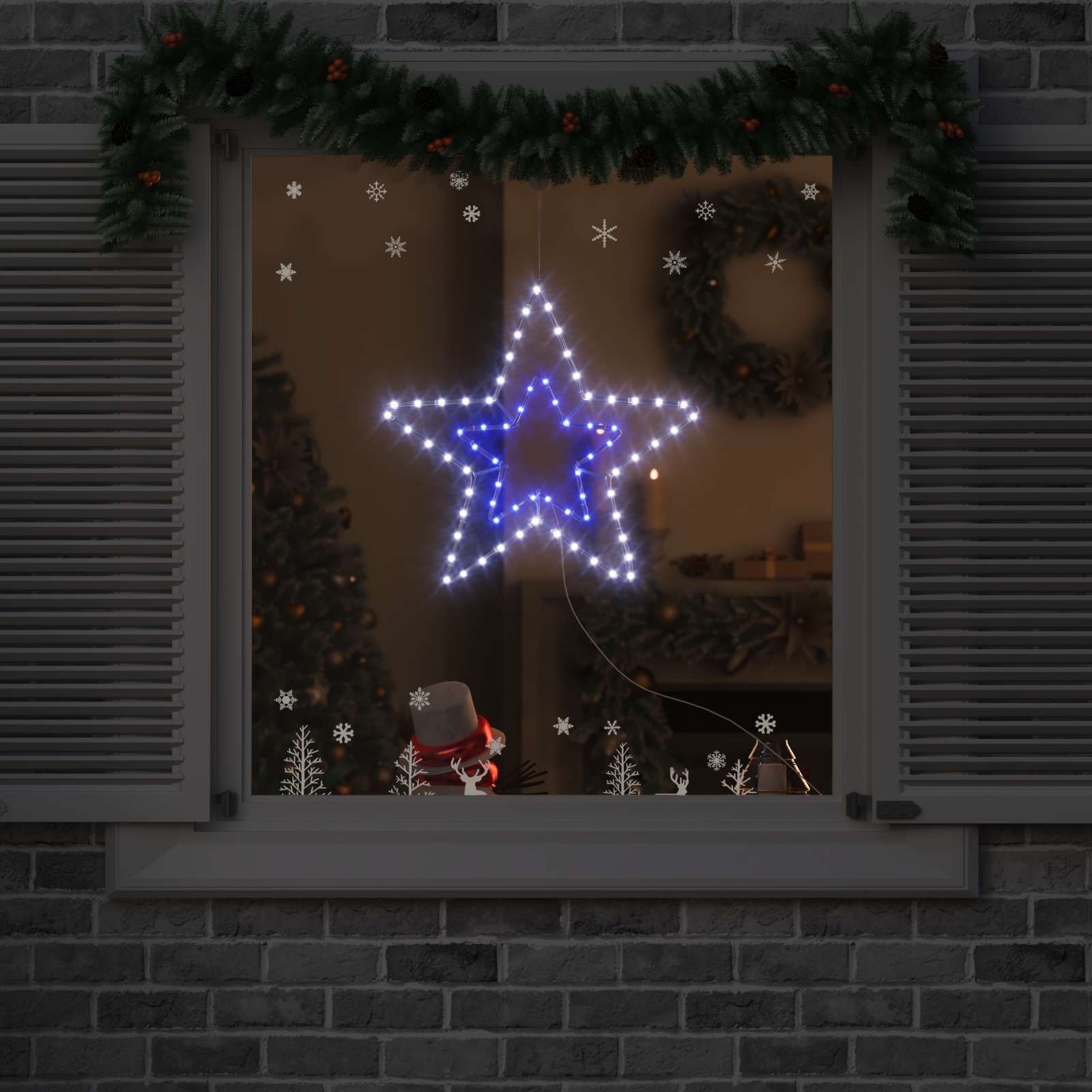 Vidaxl kerstster met 72 led koud wit 51,5 x 50 x 0,65 cm ijzer