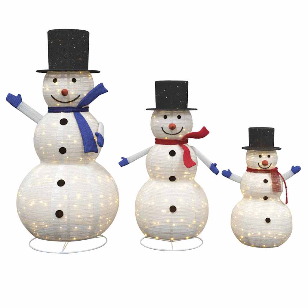 Vidaxl kerst sneeuwman familie met 270 led 3 pcs warmwit stof
