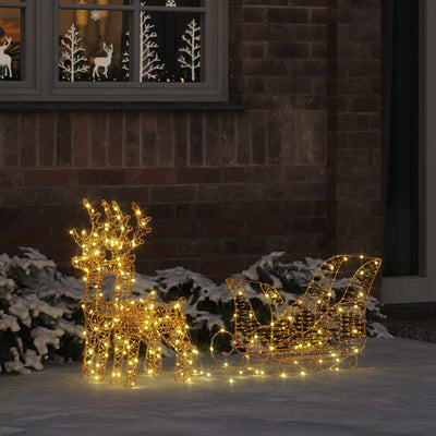 Vidaxl rendier trek slede met 160 led warmwit 30 x 12 x 55 cm pet