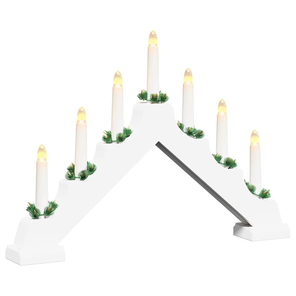 Vidaxl kerst kaars brug wit 39.5 x 5 x 29 cm massief grenenhout