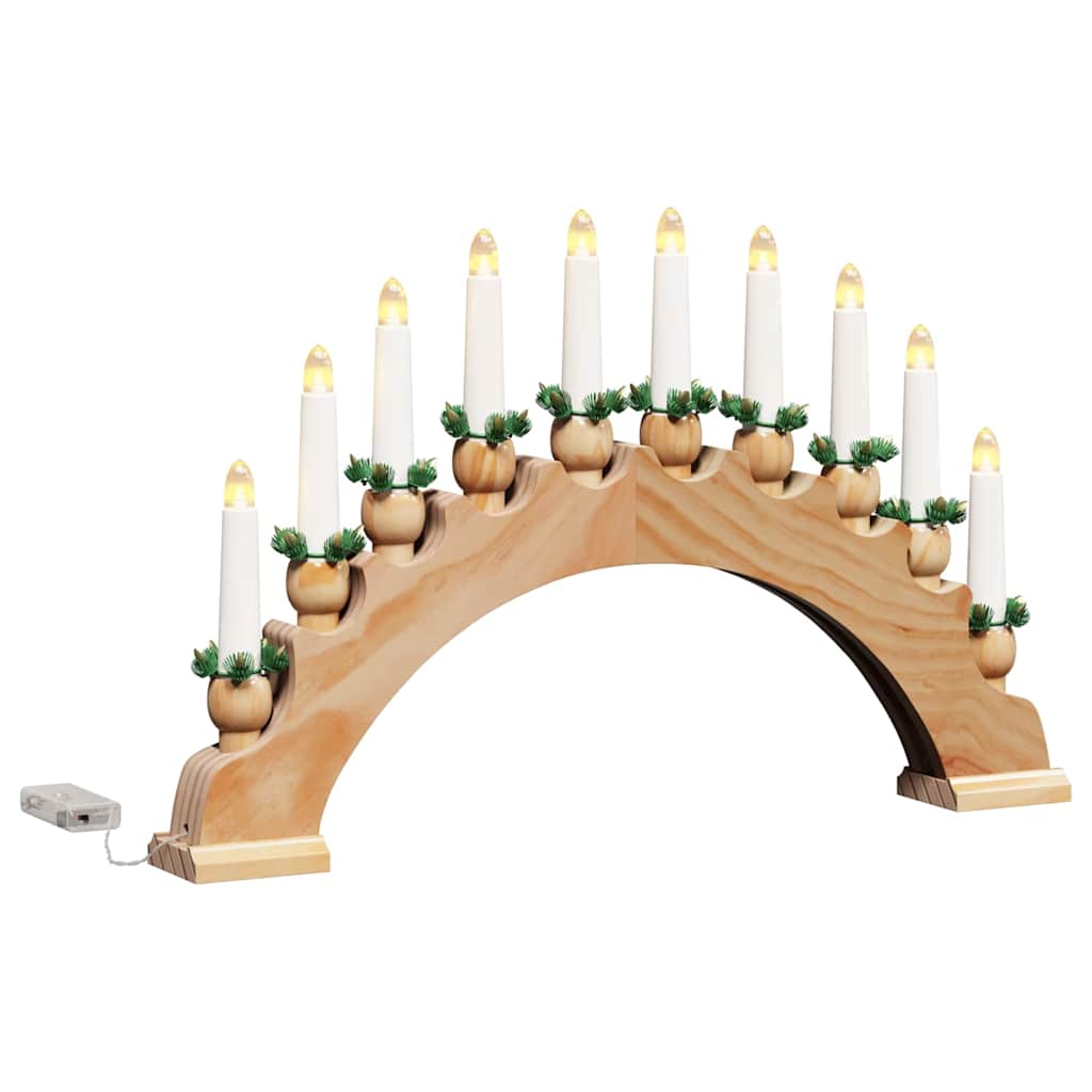 VidaXL Arco de velas navideñas con 10 velas LED marrón 47 x 5 x 29 cm