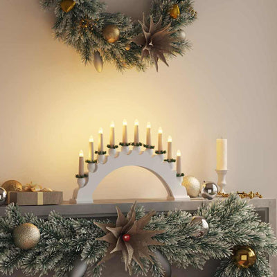 VidaXL Arco de velas navideñas con 10 velas LED blanco 47 x 5 x 29 cm