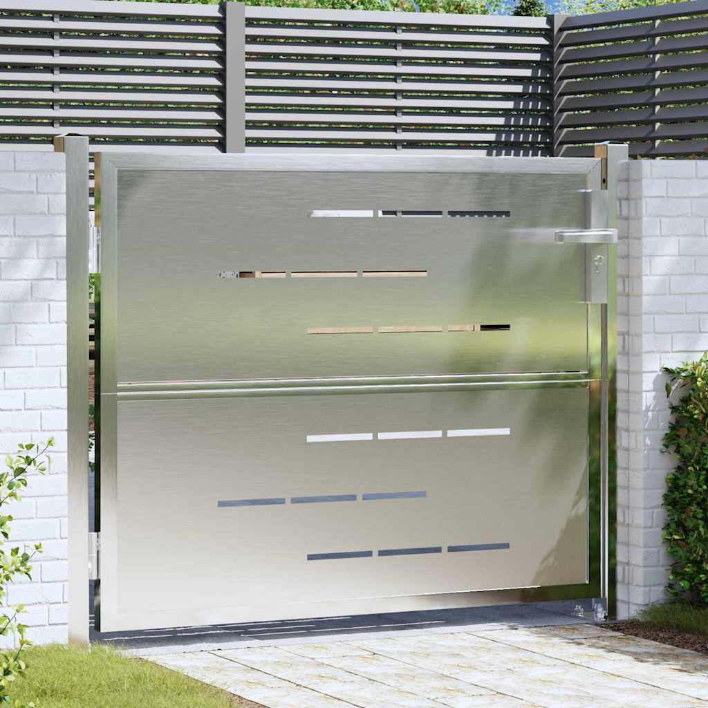 Cancello da giardino VidaXL con serratura argento 100 x 75 cm in acciaio inossidabile
