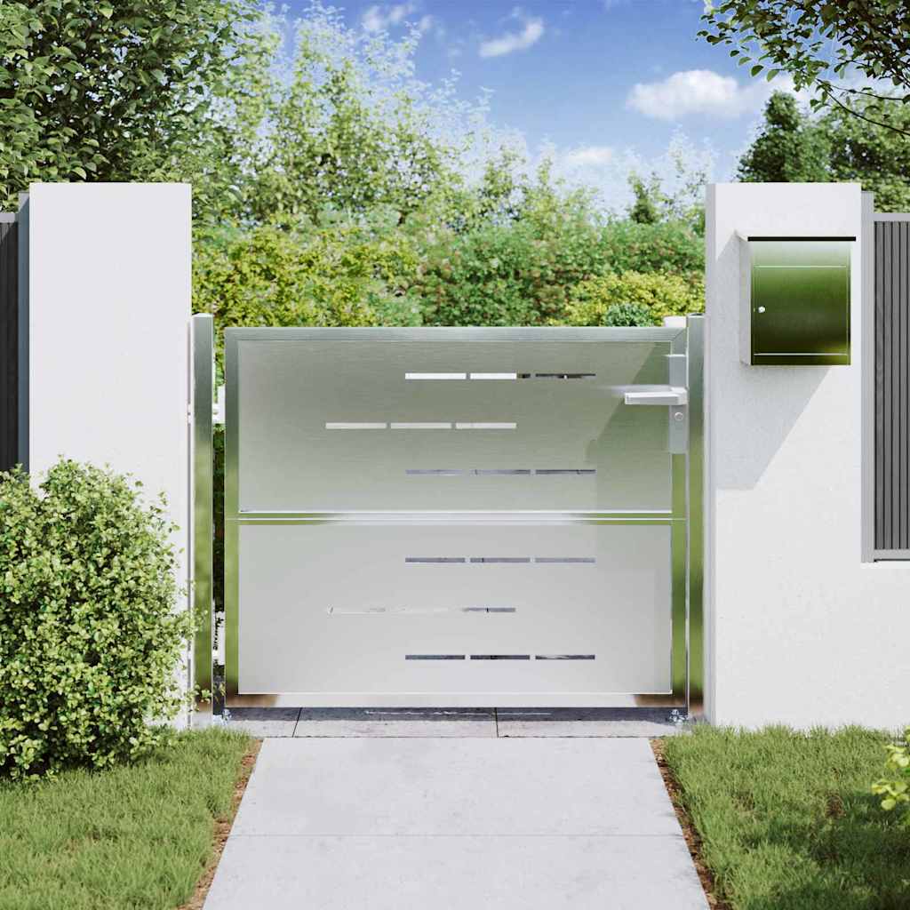 Cancello da giardino VidaXL con serratura argento 100 x 75 cm in acciaio inossidabile
