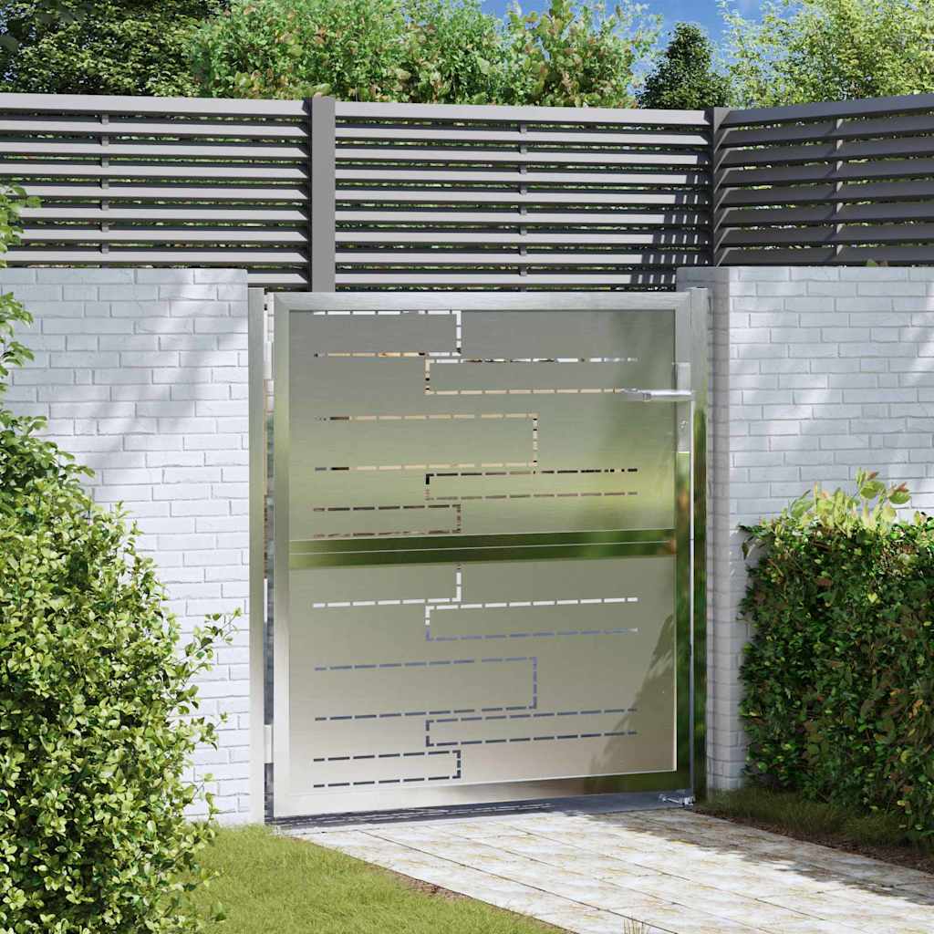 Cancello da giardino VidaXL con serratura argento 96 x 100 cm in acciaio inossidabile