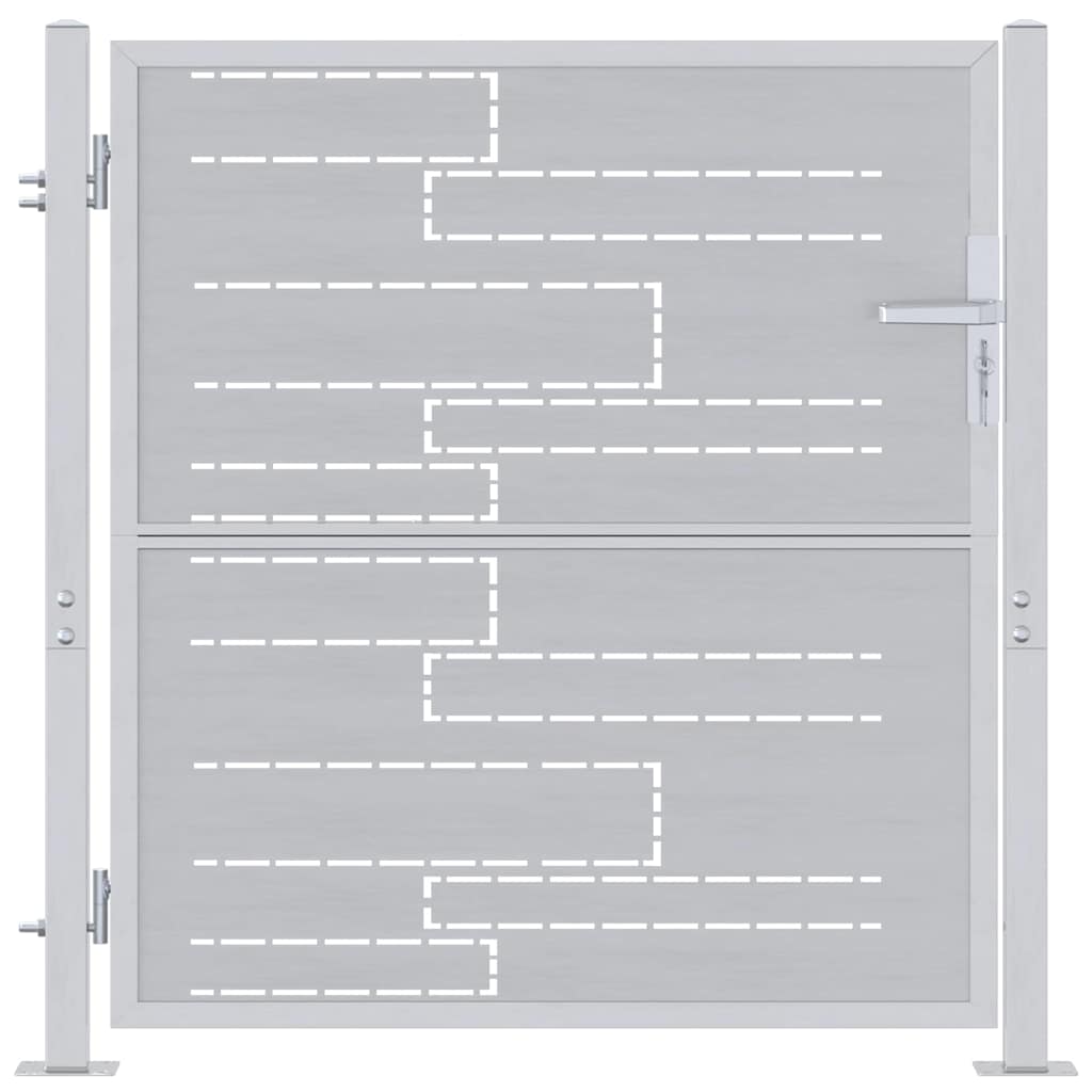 Cancello da giardino VidaXL con serratura argento 96 x 100 cm in acciaio inossidabile
