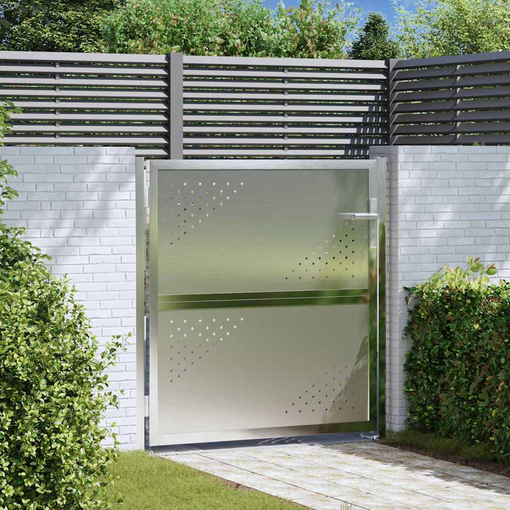 Cancello da giardino VidaXL con serratura argento 95 x 100 cm in acciaio inossidabile