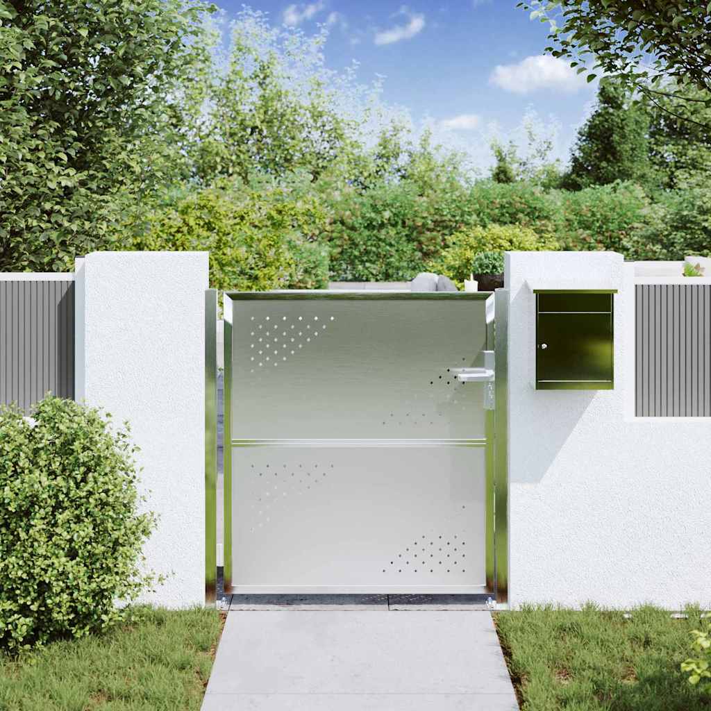 Cancello da giardino VidaXL con serratura argento 95 x 100 cm in acciaio inossidabile