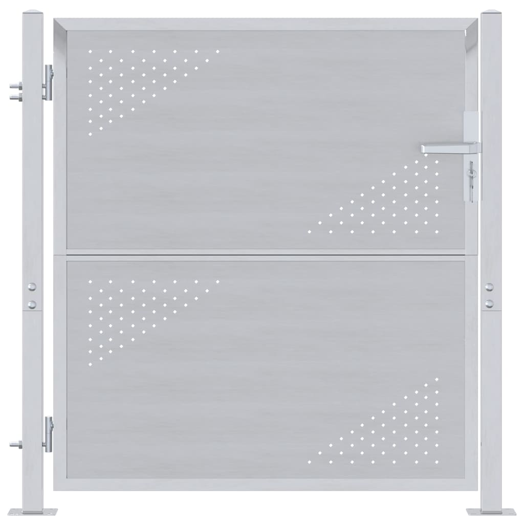 Cancello da giardino VidaXL con serratura argento 95 x 100 cm in acciaio inossidabile